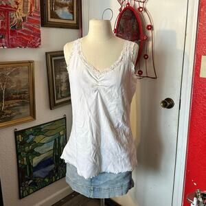 butterfly brand stretch ribbed white lace sequin tank top